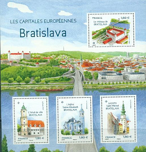 Франция, 2023, Европейские Столицы, Братислава, блок, номинал 7.20 Евро